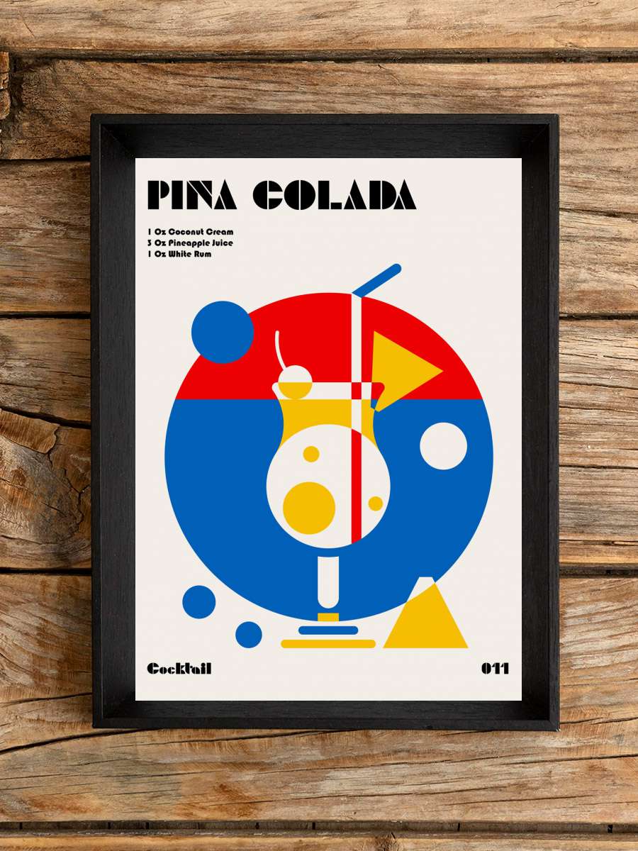 Pina Colada Bauhaus Cocktail Sanatsal Modern Tablo Siyah Çerçeveli Poster Modern Duvar Tablo