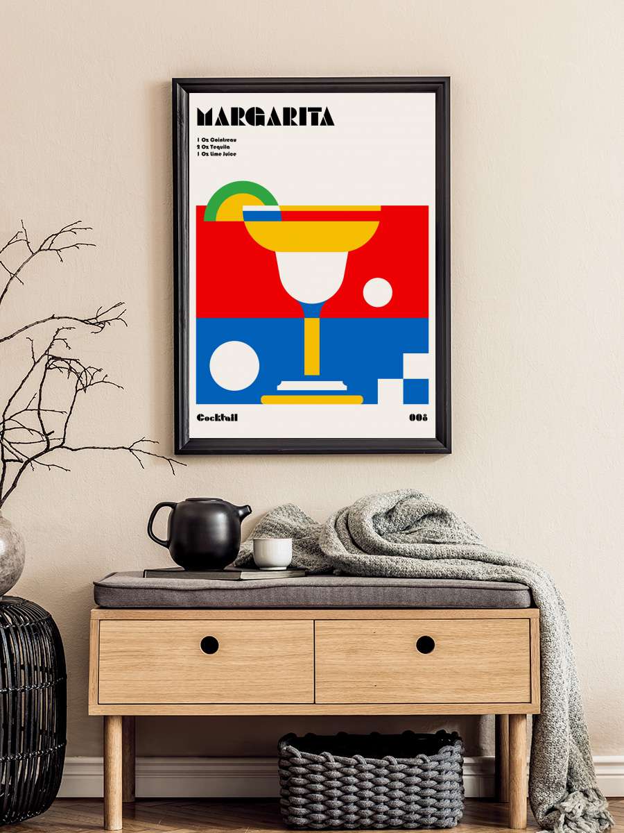 Margarita Bauhaus Cocktail Sanatsal Modern Tablo Siyah Çerçeveli Poster Modern Duvar Tablo