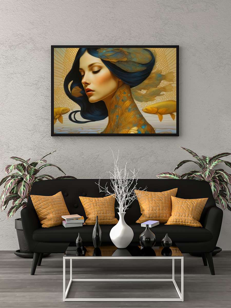 Phantasmagoric fashion portrait Sanatsal Modern Tablo Siyah Çerçeveli Poster Modern Duvar Tablo