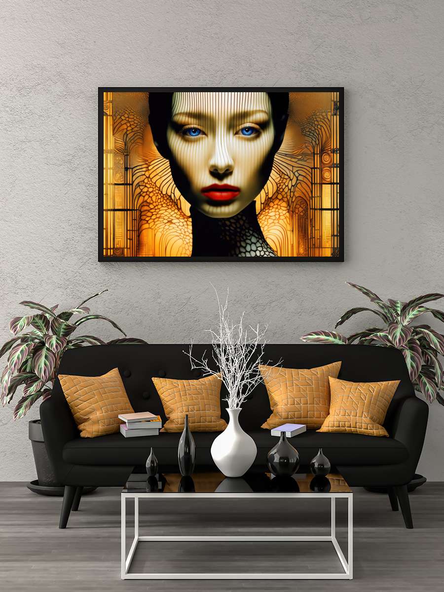 Phantasmagoric fashion portrait Sanatsal Modern Tablo Siyah Çerçeveli Poster Modern Duvar Tablo