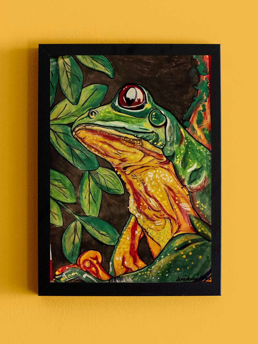 Frog Sanatsal Modern Tablo Siyah Çerçeveli Poster Modern Duvar Tablo