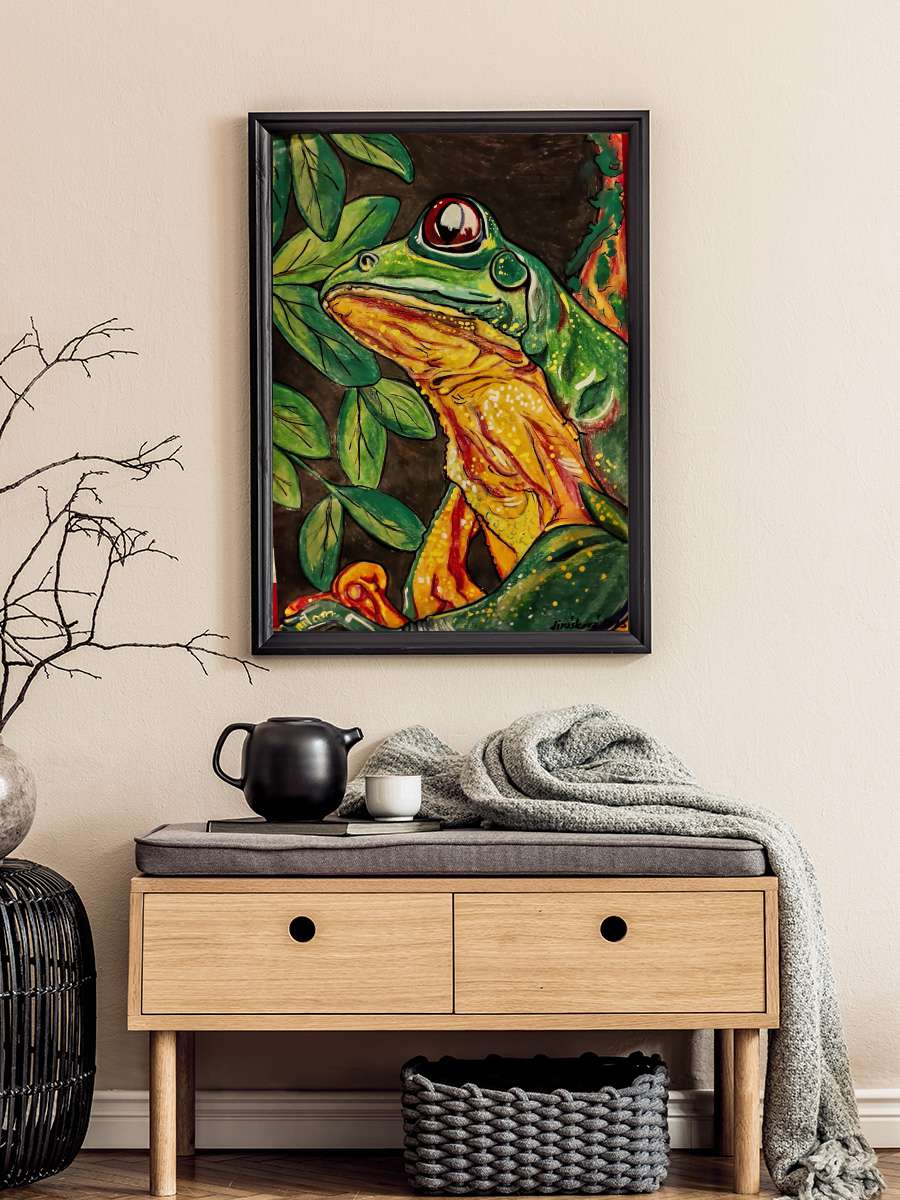 Frog Sanatsal Modern Tablo Siyah Çerçeveli Poster Modern Duvar Tablo