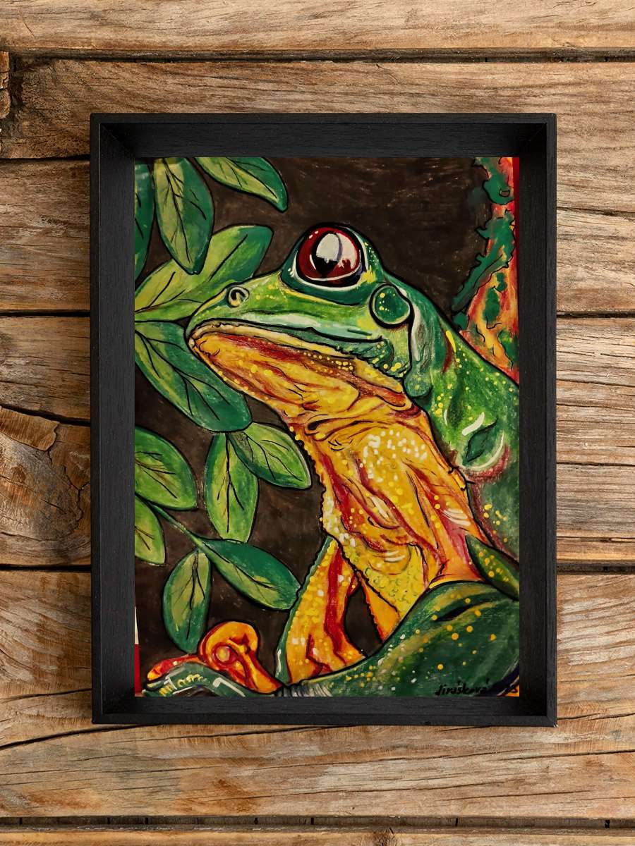 Frog Sanatsal Modern Tablo Siyah Çerçeveli Poster Modern Duvar Tablo