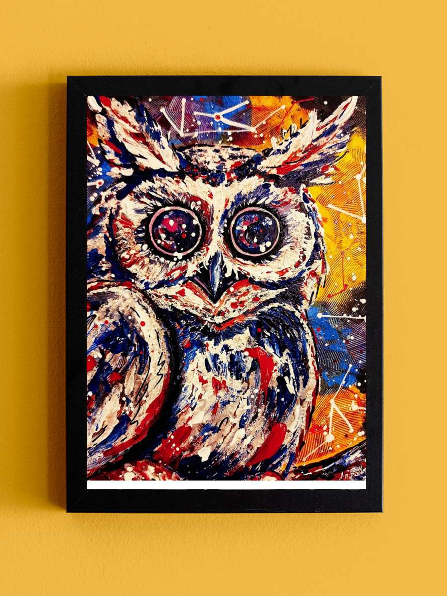 Space owl Sanatsal Modern Tablo Siyah Çerçeveli Poster Modern Duvar Tablo