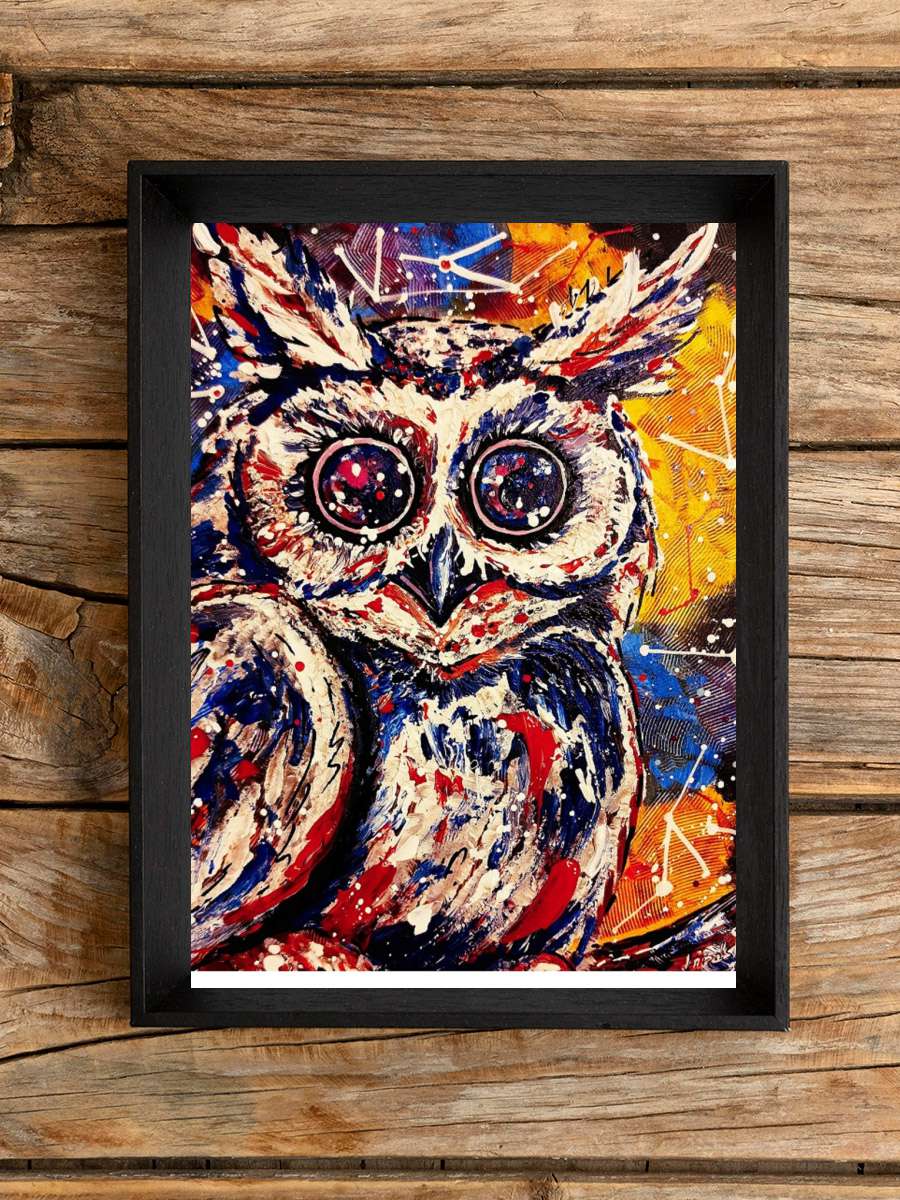 Space owl Sanatsal Modern Tablo Siyah Çerçeveli Poster Modern Duvar Tablo