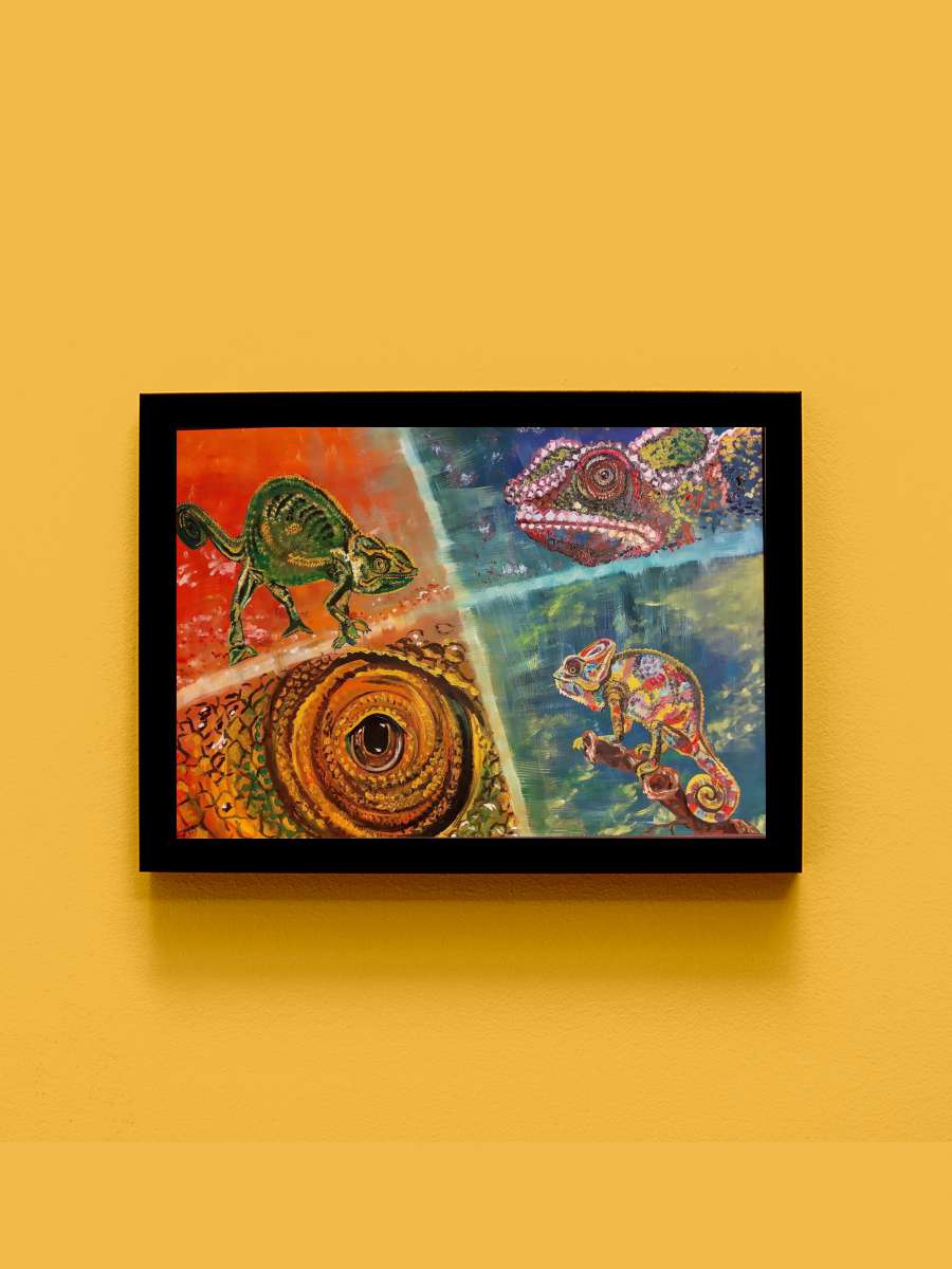 Chameleons Sanatsal Modern Tablo Siyah Çerçeveli Poster Modern Duvar Tablo