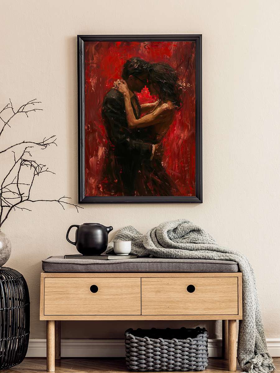 Valentine Sanatsal Modern Tablo Siyah Çerçeveli Poster Modern Duvar Tablo