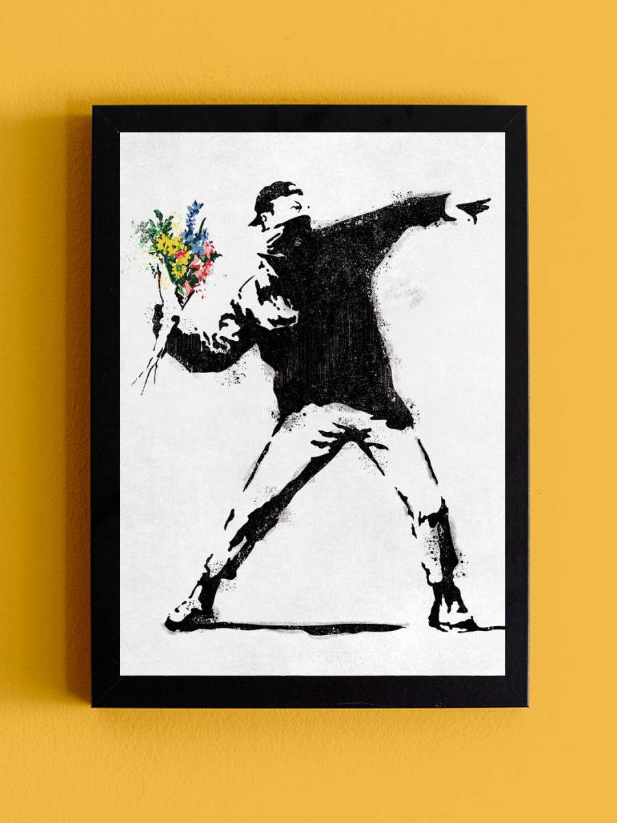 Flower Thrower Sanatsal Modern Tablo Siyah Çerçeveli Poster Modern Duvar Tablo