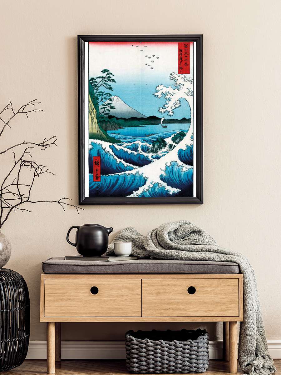 Hiroshige - The Sea At Satta Sanatsal Modern Tablo Siyah Çerçeveli Poster Modern Duvar Tablo