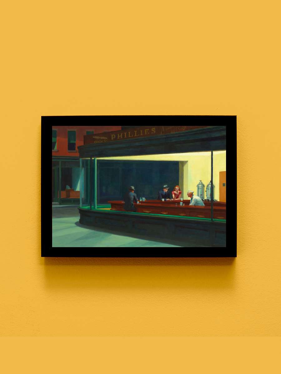 Nighthawks Sanatsal Modern Tablo Siyah Çerçeveli Poster Modern Duvar Tablo