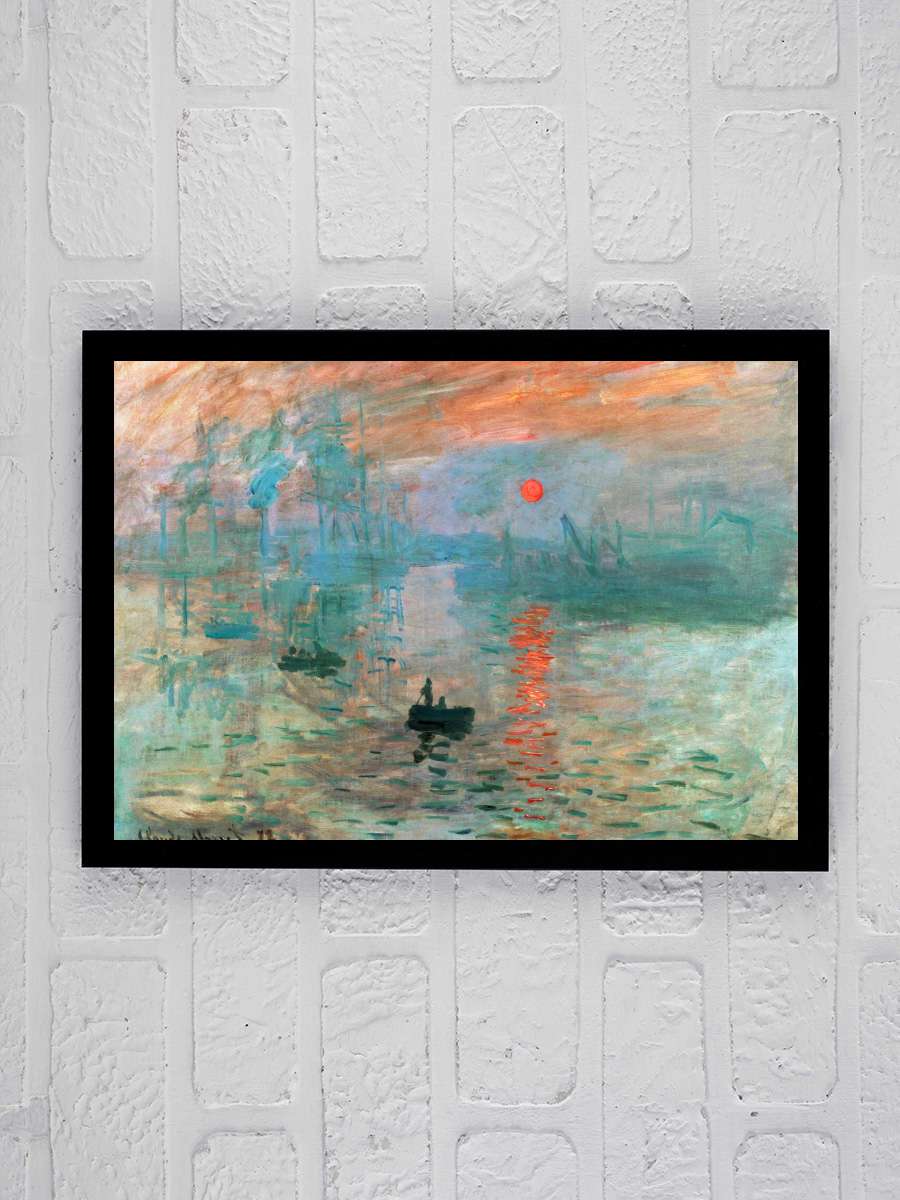 Impression, Sunrise Sanatsal Modern Tablo Siyah Çerçeveli Poster Modern Duvar Tablo