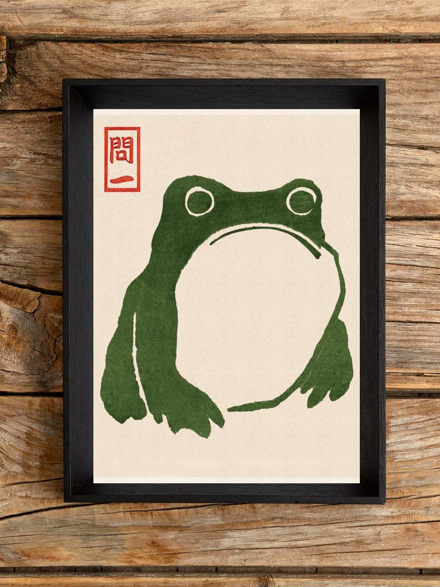 Japanese Grumpy Toad Sanatsal Modern Tablo Siyah Çerçeveli Poster Modern Duvar Tablo