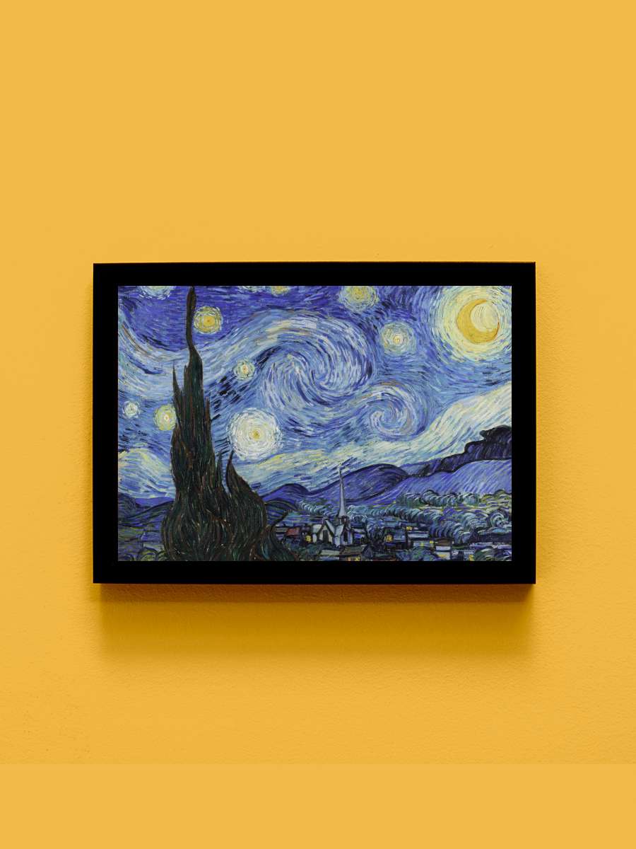 Starry Night Sanatsal Modern Tablo Siyah Çerçeveli Poster Modern Duvar Tablo