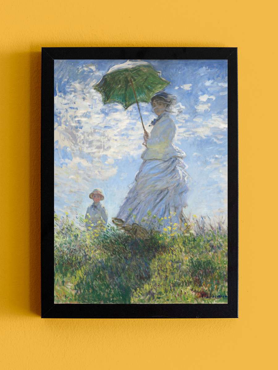 Woman with a Parasol - Madame… Madame Monet and Her Son Sanatsal Modern Tablo Siyah Çerçeveli Poster Modern Duvar Tablo