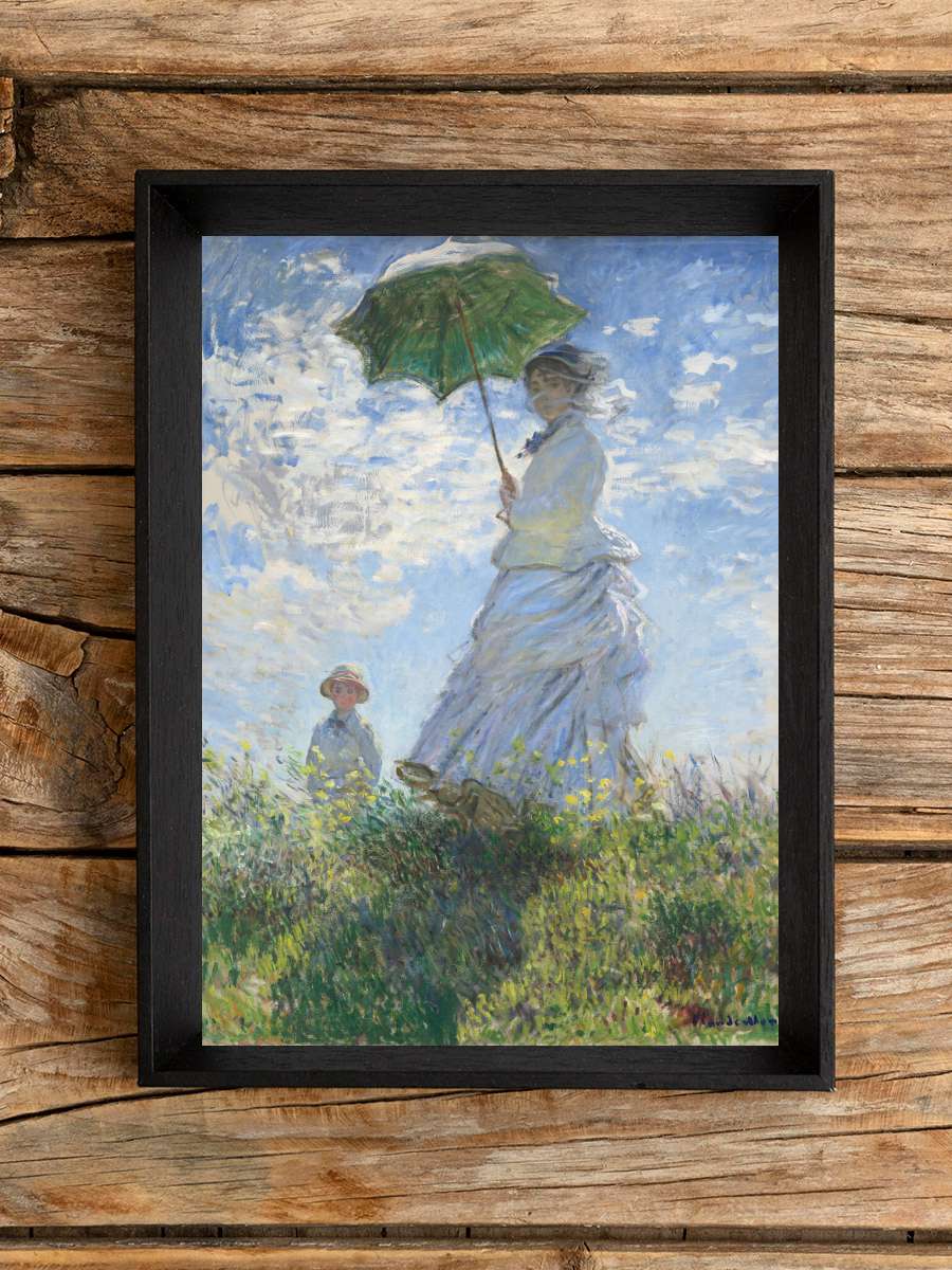 Woman with a Parasol - Madame… Madame Monet and Her Son Sanatsal Modern Tablo Siyah Çerçeveli Poster Modern Duvar Tablo