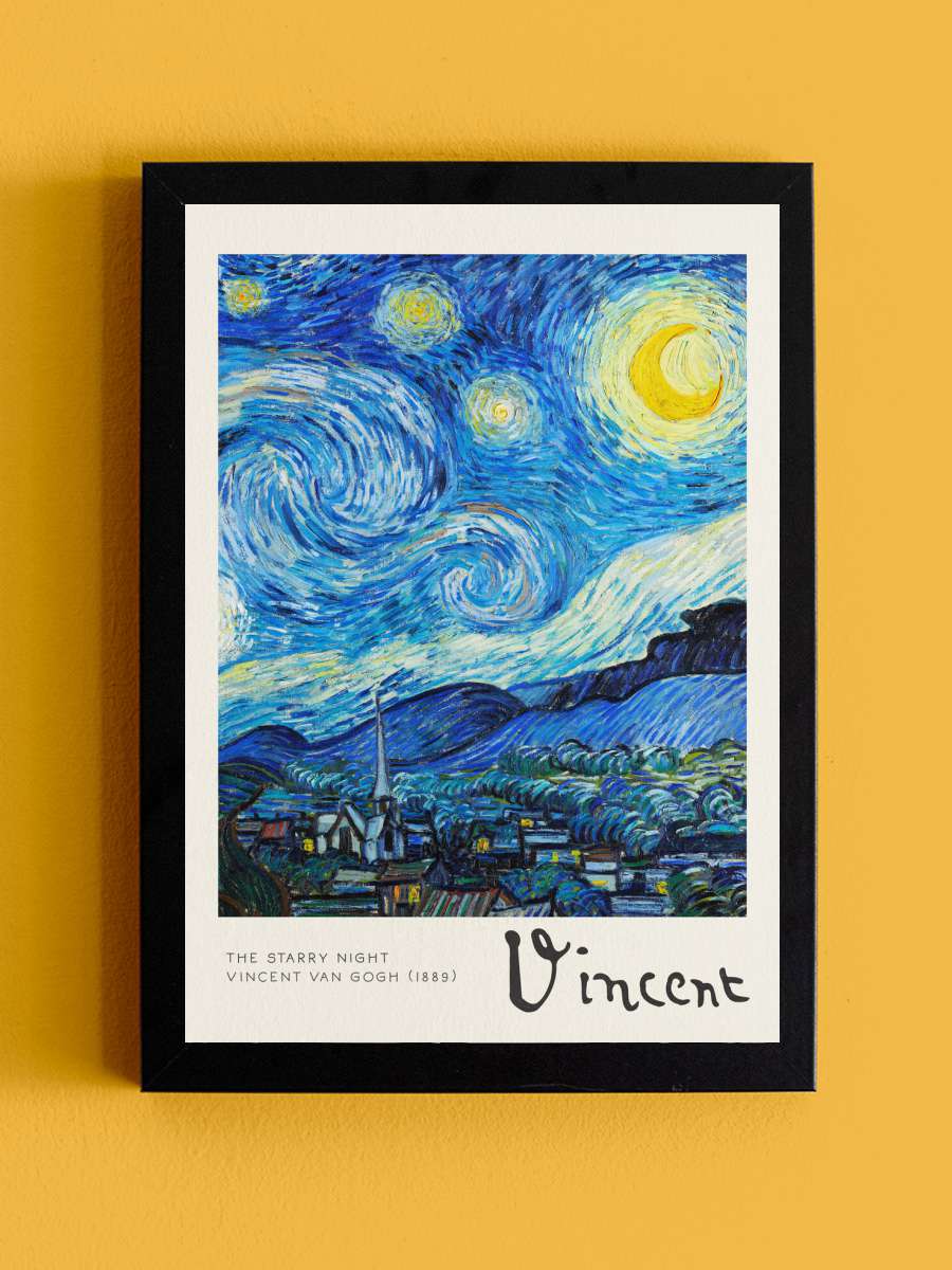 Starry Night Sanatsal Modern Tablo Siyah Çerçeveli Poster Modern Duvar Tablo