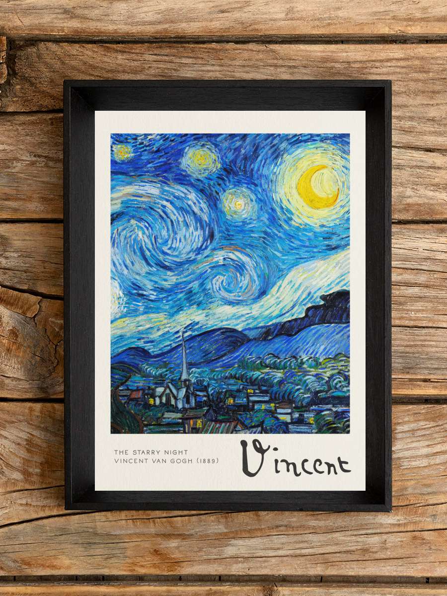 Starry Night Sanatsal Modern Tablo Siyah Çerçeveli Poster Modern Duvar Tablo