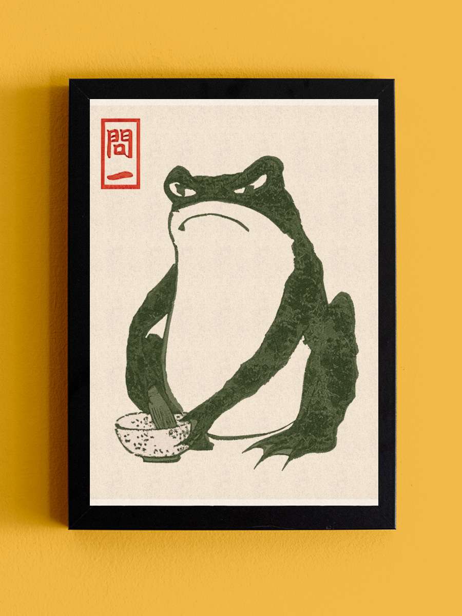 Japanese Grumpy Toad Sanatsal Modern Tablo Siyah Çerçeveli Poster Modern Duvar Tablo