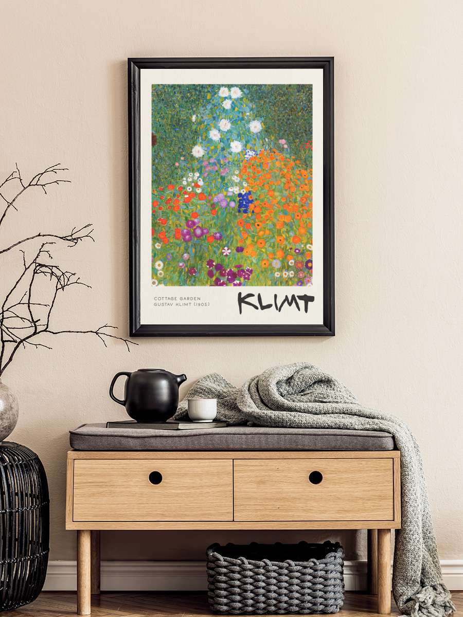 Cottage Garden - Gustav Klimt Sanatsal Modern Tablo Siyah Çerçeveli Poster Modern Duvar Tablo