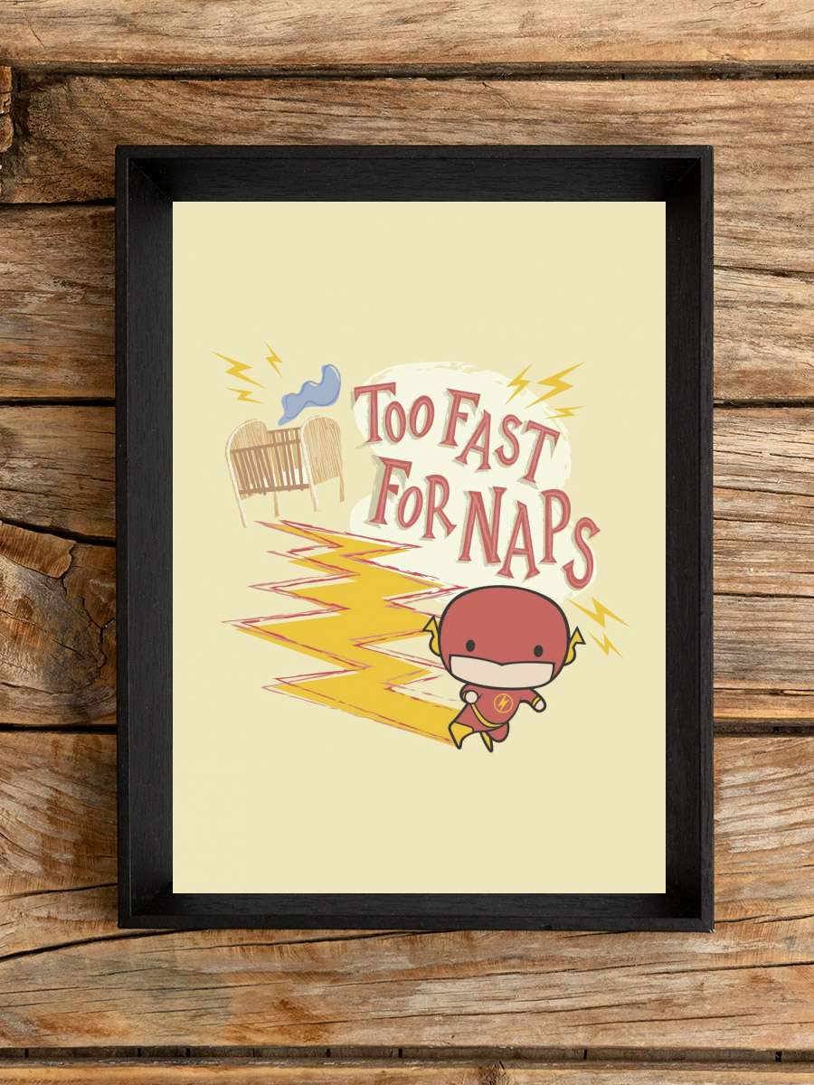 Flash - Chibi Çocuk Odası Tablo Siyah Çerçeveli Poster Çocuk Bebek Odası Duvar Tablo