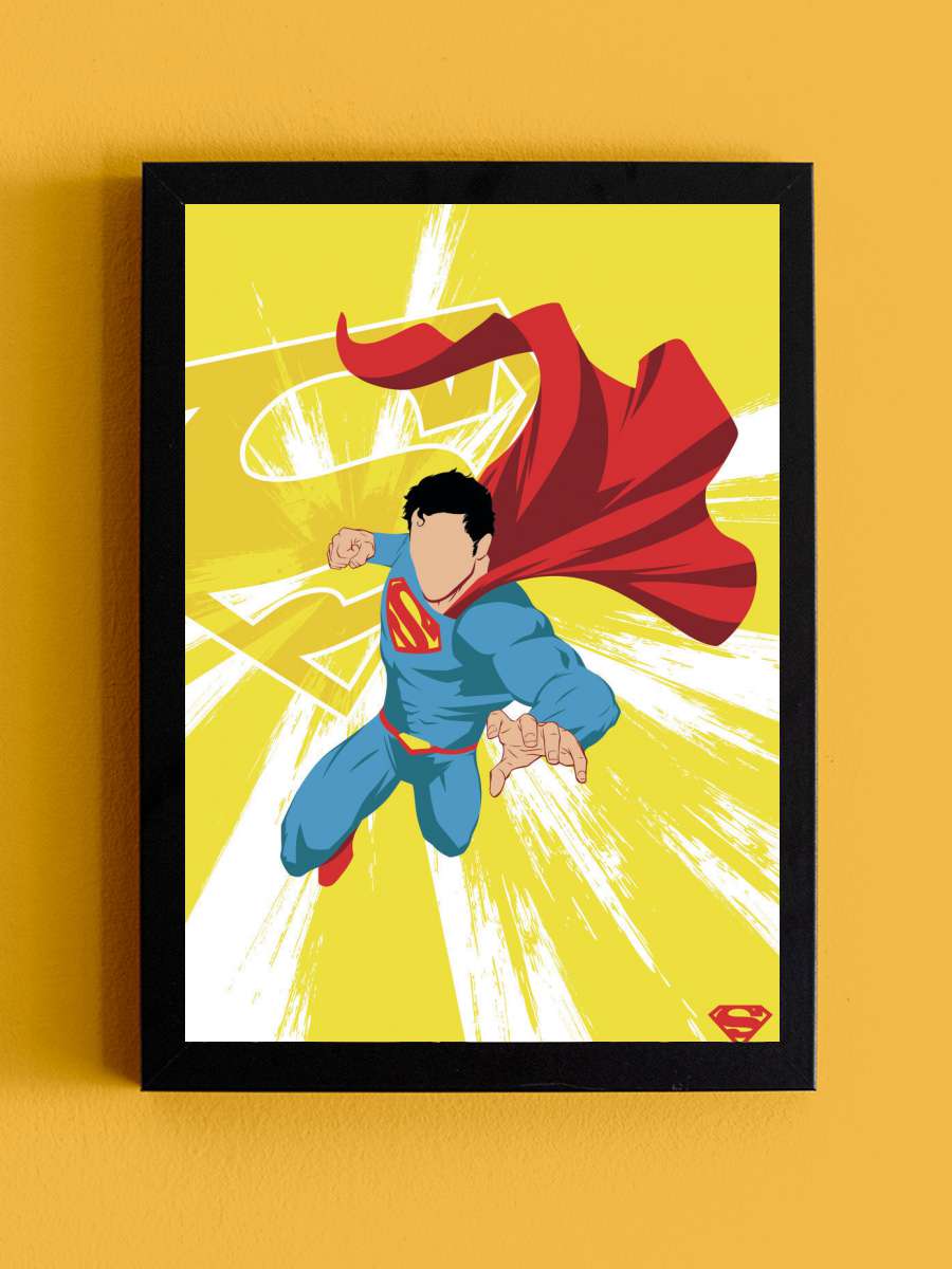 Superman - Power Yellow Çocuk Odası Tablo Siyah Çerçeveli Poster Çocuk Bebek Odası Duvar Tablo