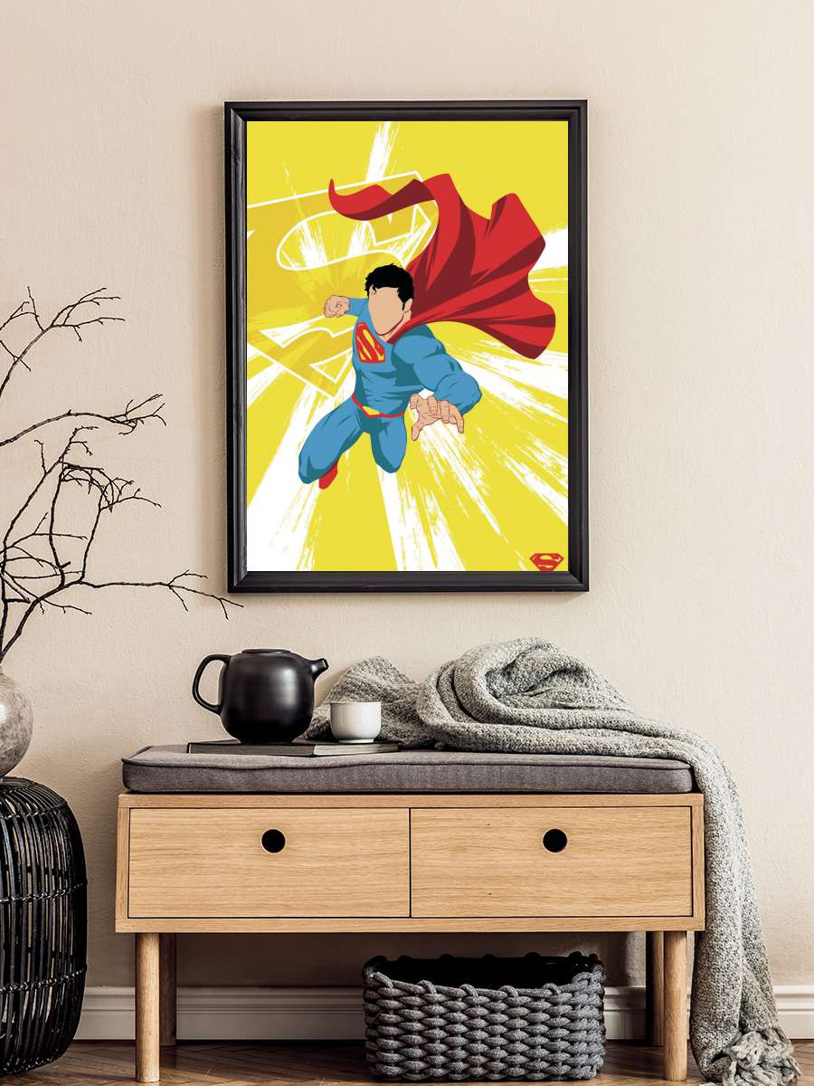 Superman - Power Yellow Çocuk Odası Tablo Siyah Çerçeveli Poster Çocuk Bebek Odası Duvar Tablo