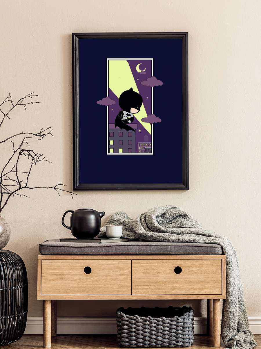 Batman - Chibi signal Çocuk Odası Tablo Siyah Çerçeveli Poster Çocuk Bebek Odası Duvar Tablo