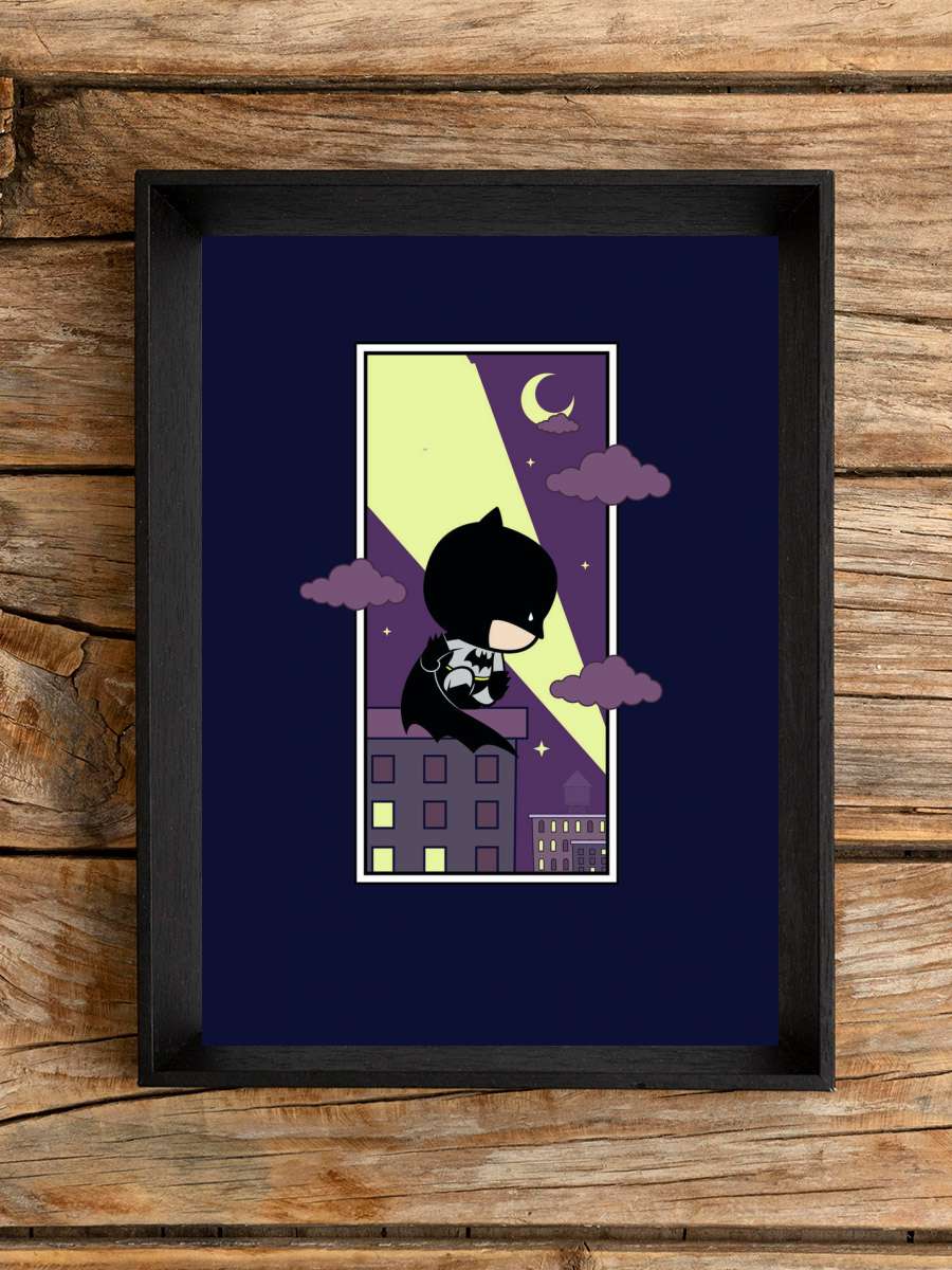 Batman - Chibi signal Çocuk Odası Tablo Siyah Çerçeveli Poster Çocuk Bebek Odası Duvar Tablo