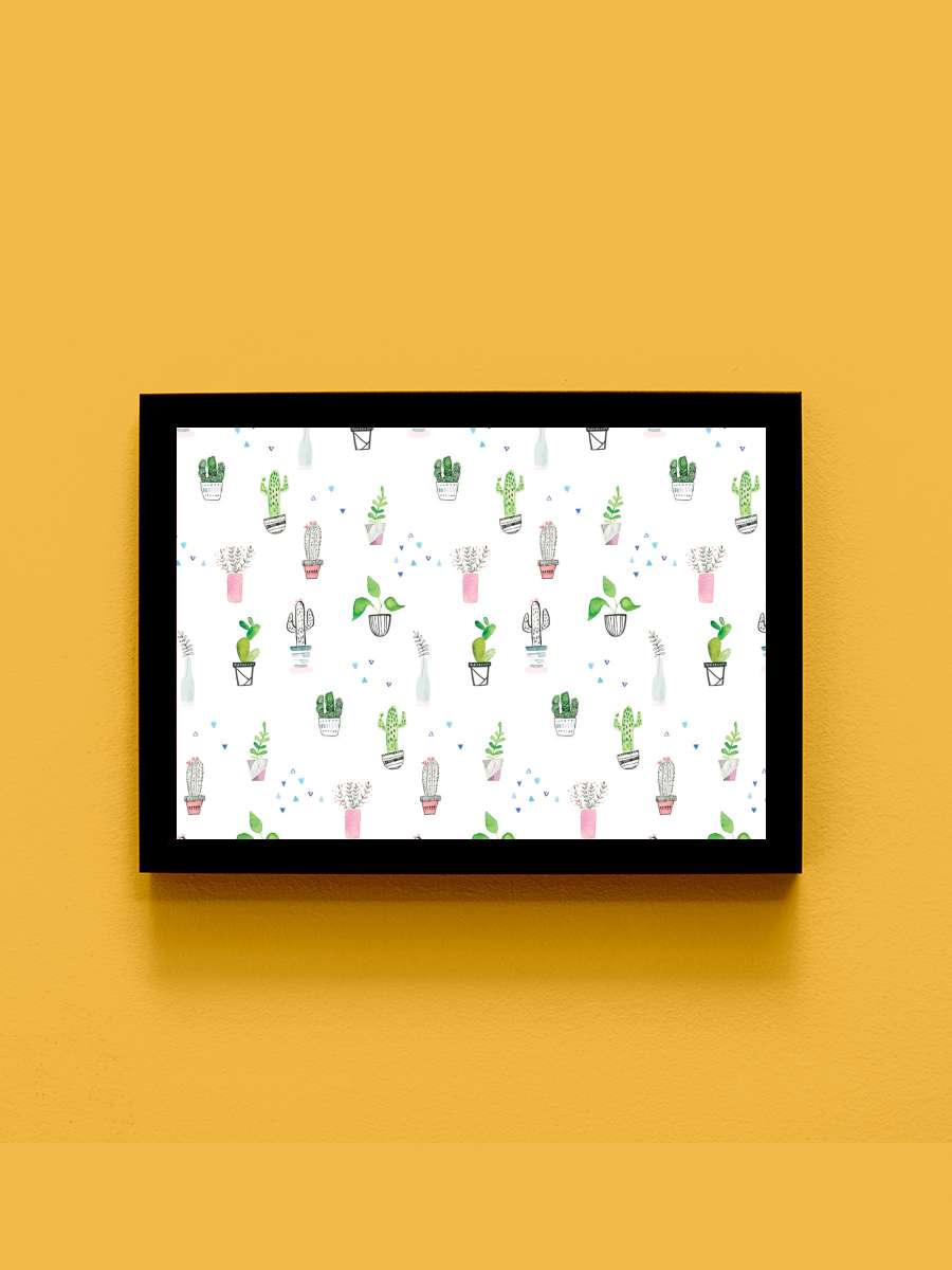 Houseplants and cacti Çocuk Odası Tablo Siyah Çerçeveli Poster Çocuk Bebek Odası Duvar Tablo