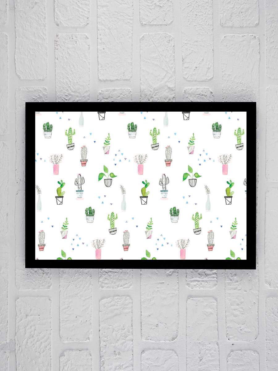 Houseplants and cacti Çocuk Odası Tablo Siyah Çerçeveli Poster Çocuk Bebek Odası Duvar Tablo