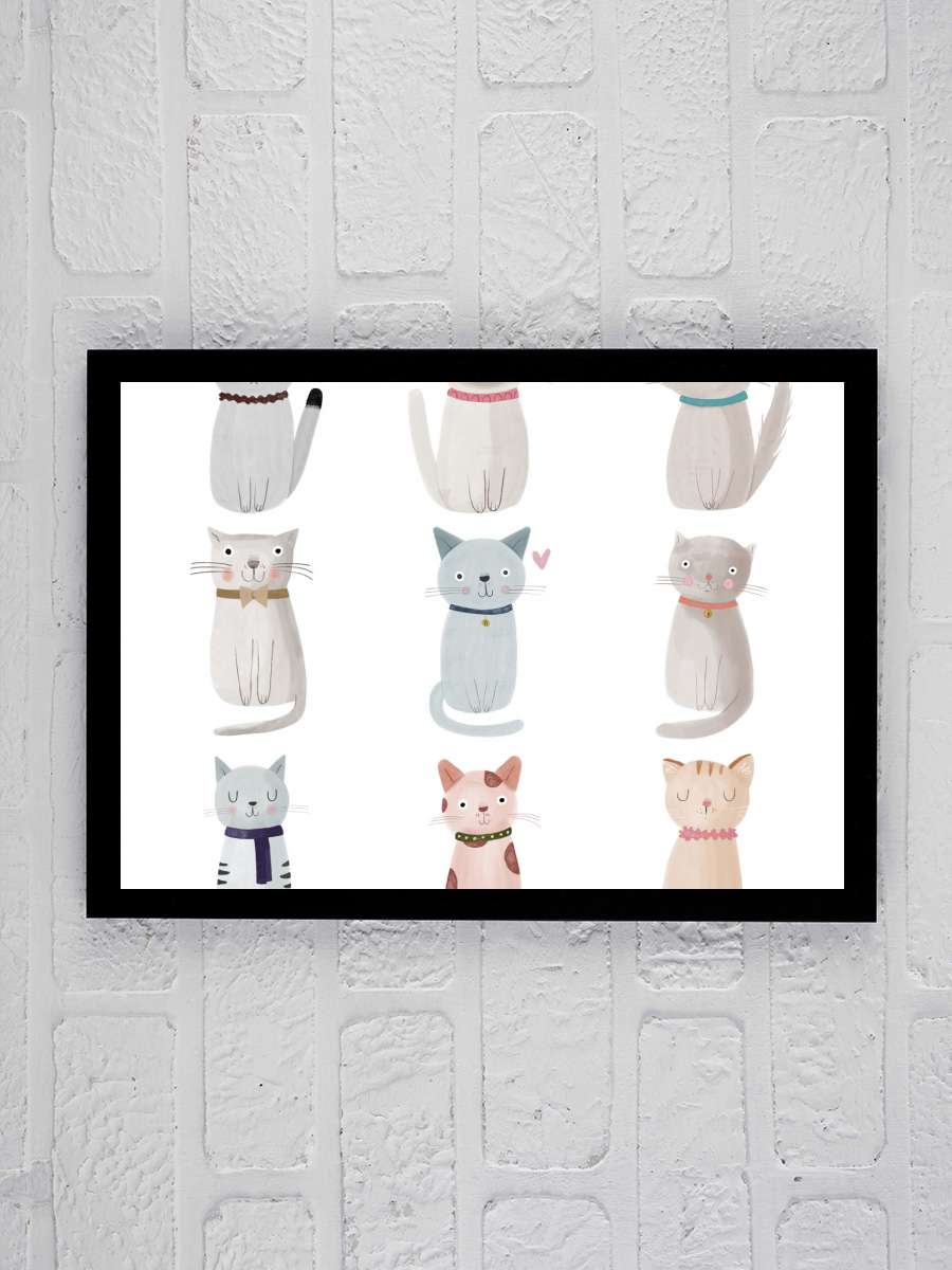 Judith Loske - Cat Family Çocuk Odası Tablo Siyah Çerçeveli Poster Çocuk Bebek Odası Duvar Tablo