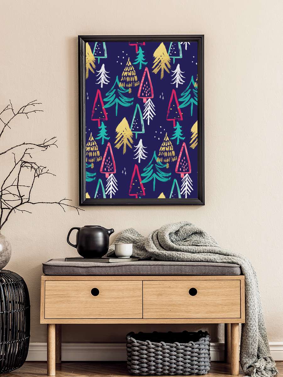 Christmas pattern Çocuk Odası Tablo Siyah Çerçeveli Poster Çocuk Bebek Odası Duvar Tablo