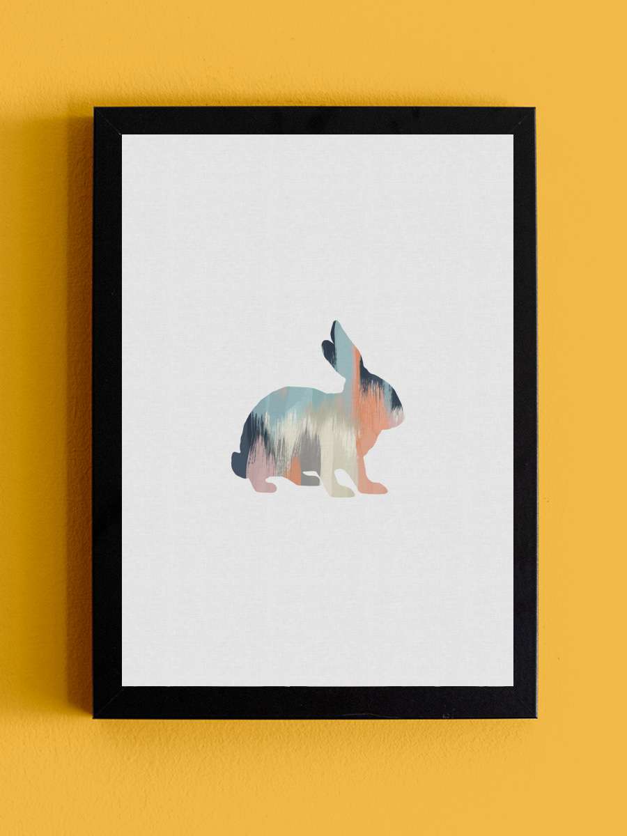 Pastel Rabbit Çocuk Odası Tablo Siyah Çerçeveli Poster Çocuk Bebek Odası Duvar Tablo