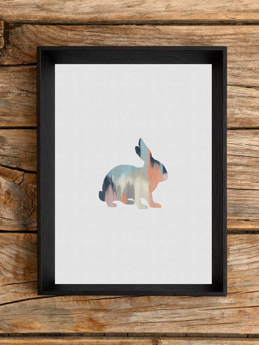 Pastel Rabbit Çocuk Odası Tablo Siyah Çerçeveli Poster Çocuk Bebek Odası Duvar Tablo