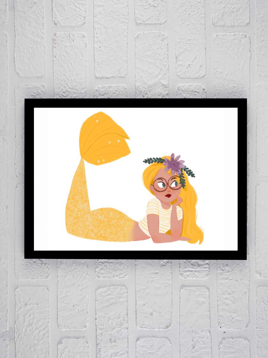 Elsa Bean - Mermaid Çocuk Odası Tablo Siyah Çerçeveli Poster Çocuk Bebek Odası Duvar Tablo