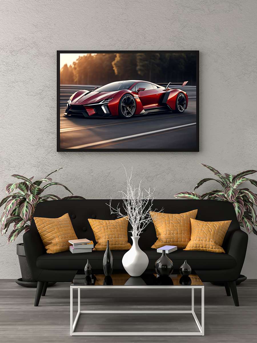 Red sportcar Araba Tablo Siyah Çerçeveli Araba Poster Duvar Tablo