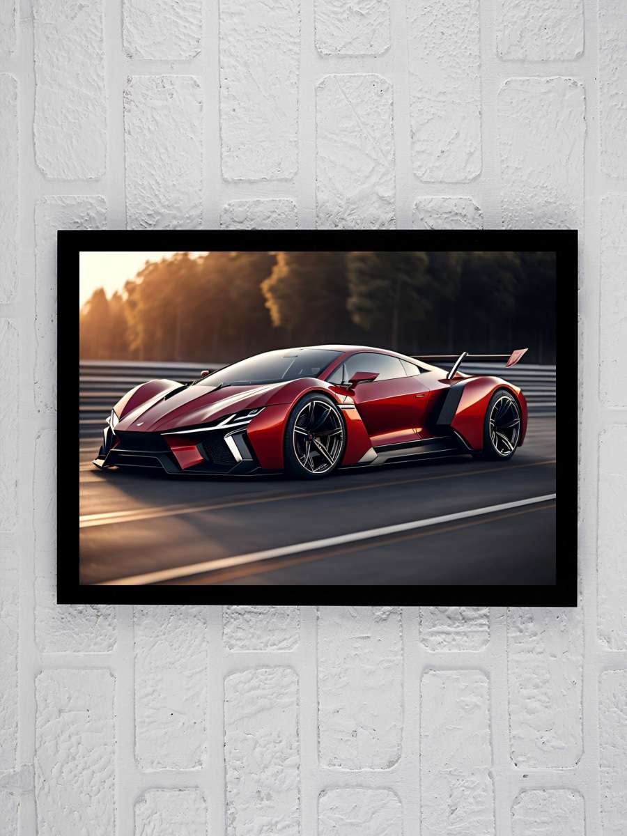 Red sportcar Araba Tablo Siyah Çerçeveli Araba Poster Duvar Tablo