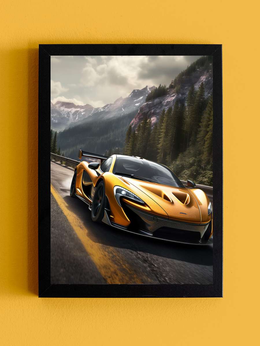 McLaren P1 Car racing in the… the Mountains Araba Tablo Siyah Çerçeveli Araba Poster Duvar Tablo