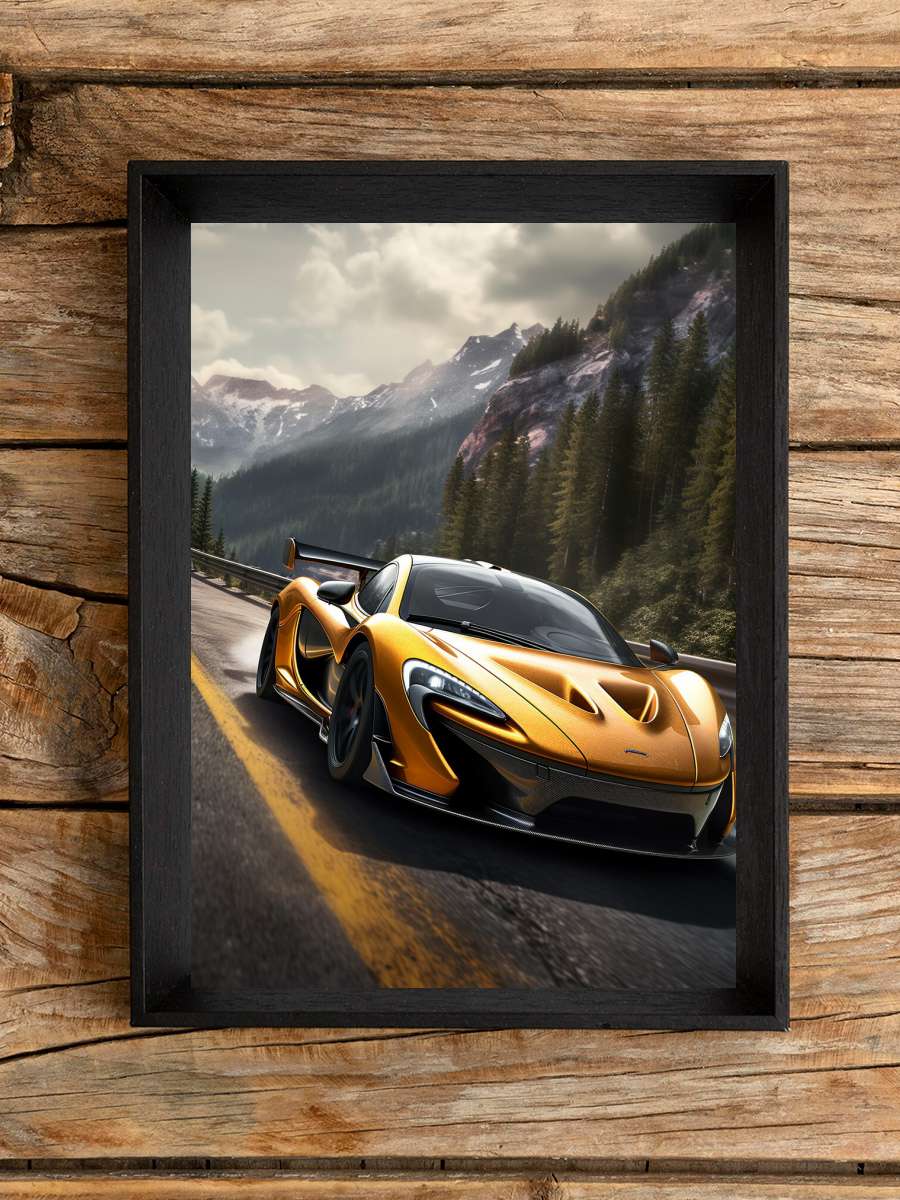 McLaren P1 Car racing in the… the Mountains Araba Tablo Siyah Çerçeveli Araba Poster Duvar Tablo