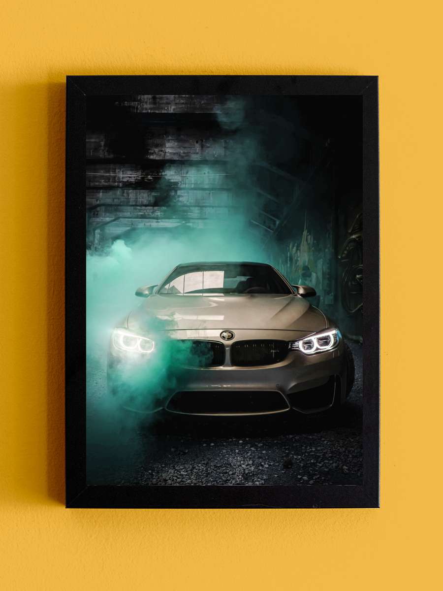 Sport Car Auto with Smoke Araba Tablo Siyah Çerçeveli Araba Poster Duvar Tablo