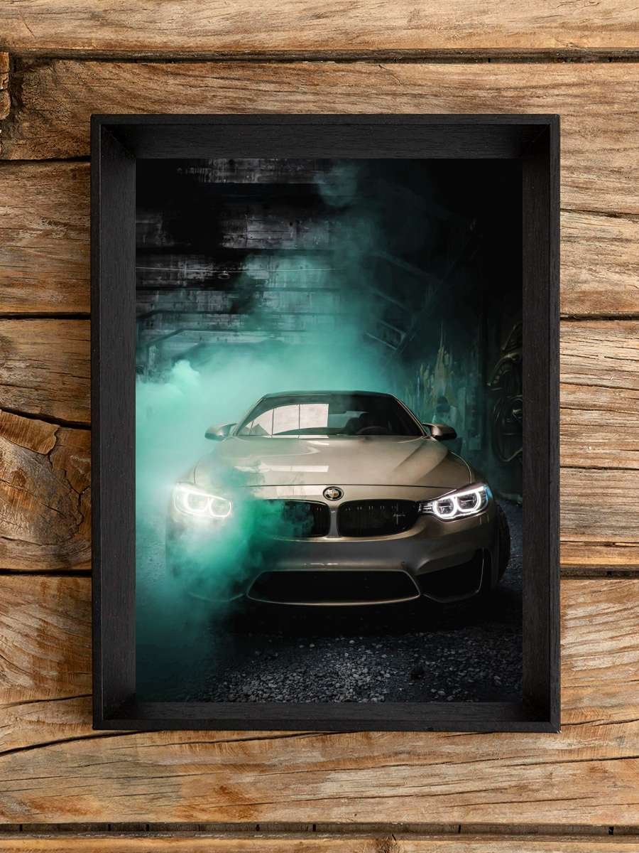 Sport Car Auto with Smoke Araba Tablo Siyah Çerçeveli Araba Poster Duvar Tablo