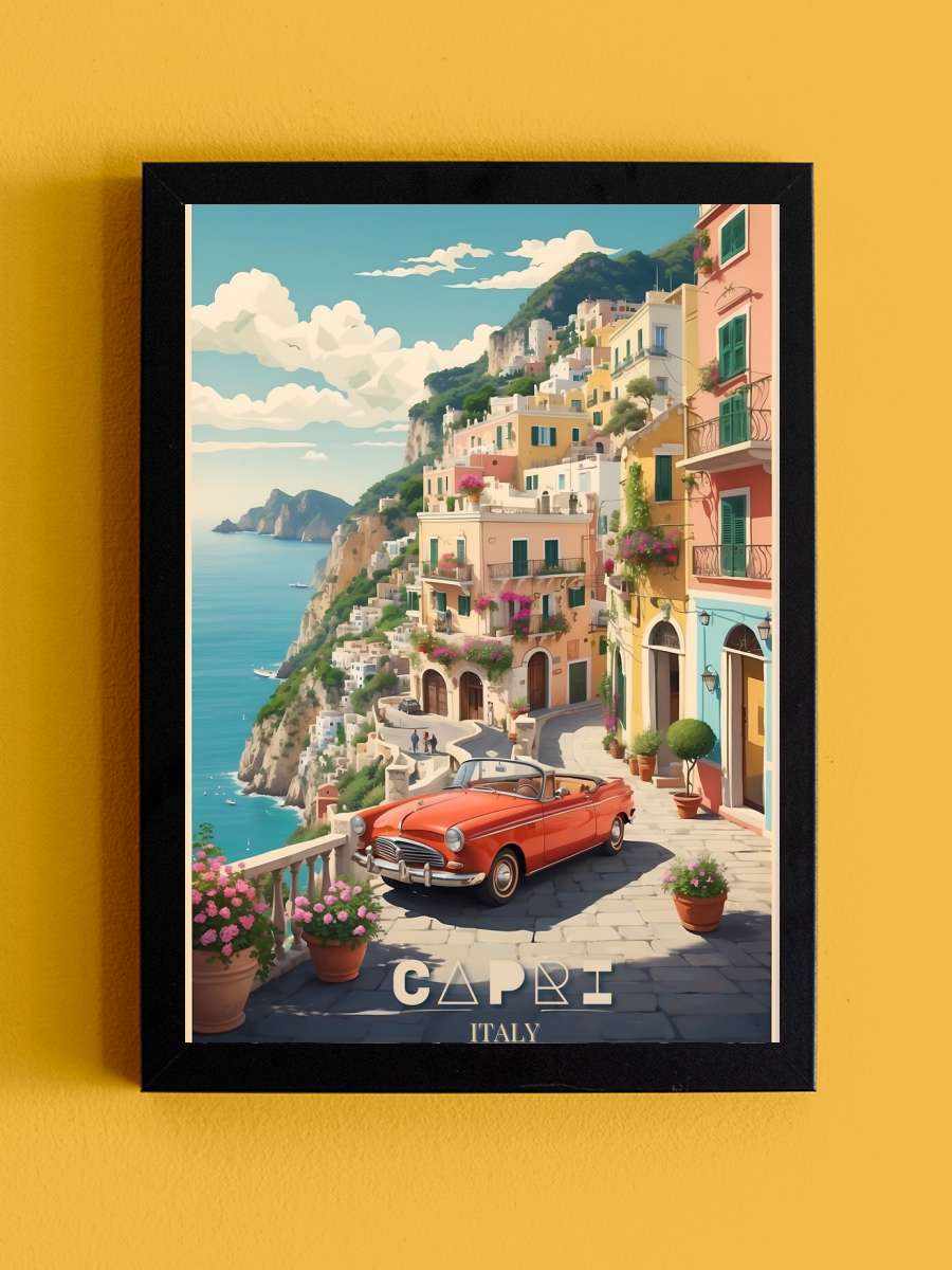 Capri Splendor: Vintage Travel… Travel Poster Araba Tablo Siyah Çerçeveli Araba Poster Duvar Tablo