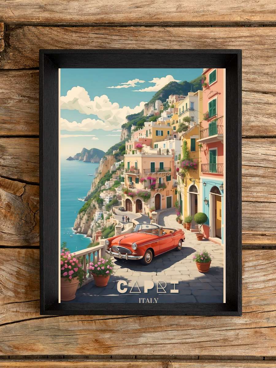 Capri Splendor: Vintage Travel… Travel Poster Araba Tablo Siyah Çerçeveli Araba Poster Duvar Tablo