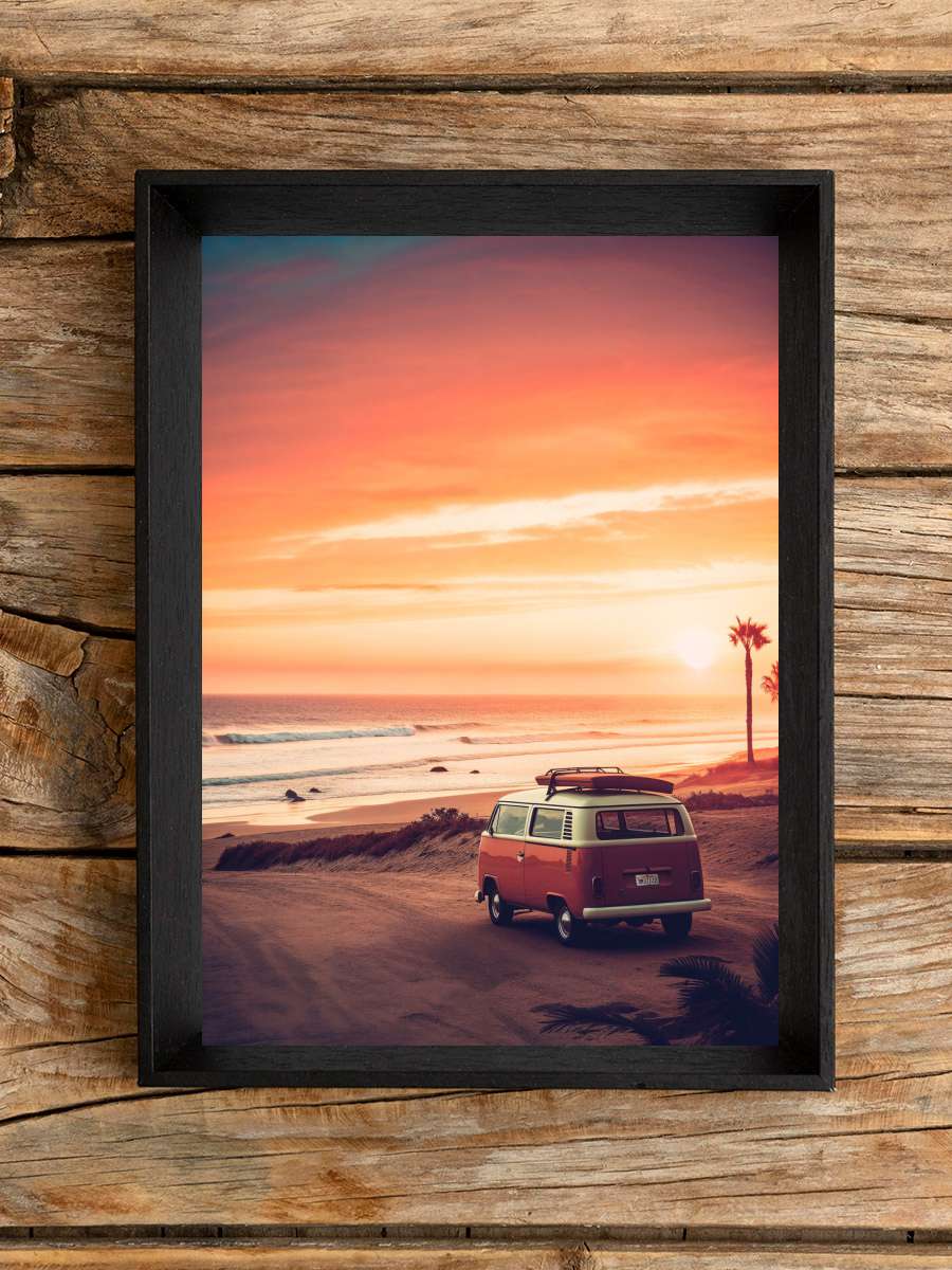 California Dreaming - VW Van… Van Sunset Araba Tablo Siyah Çerçeveli Araba Poster Duvar Tablo