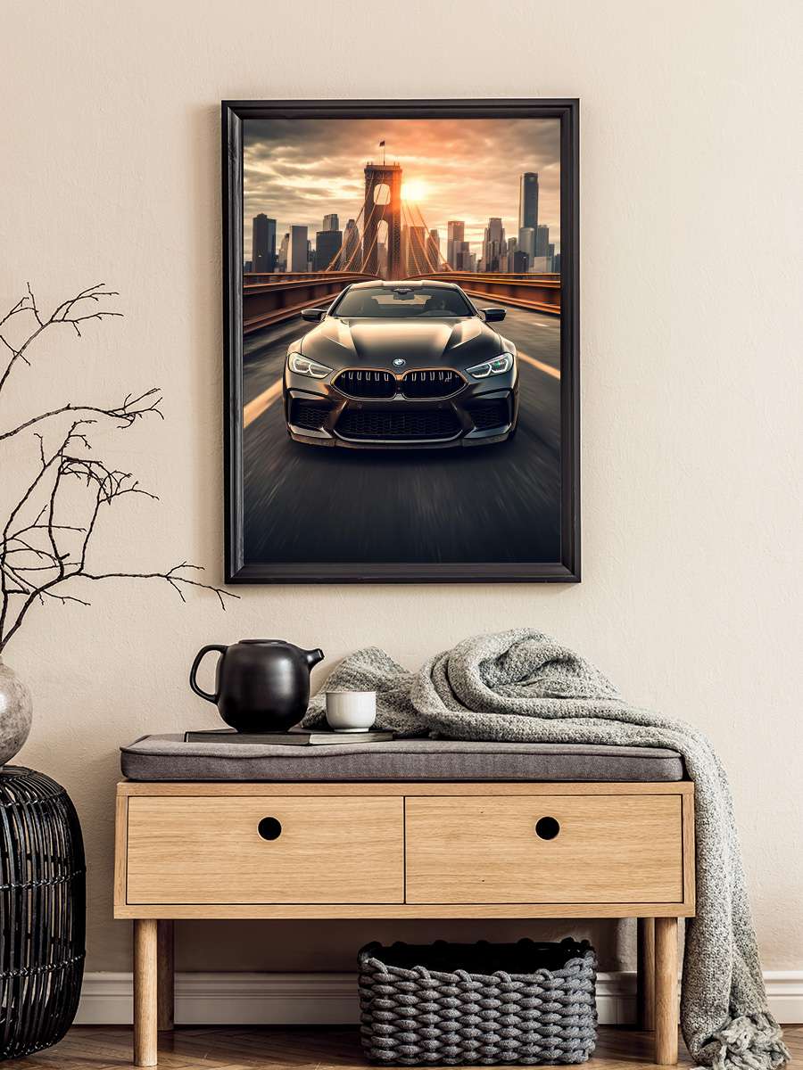 Bmw M8 Car  Araba Tablo Siyah Çerçeveli Araba Poster Duvar Tablo