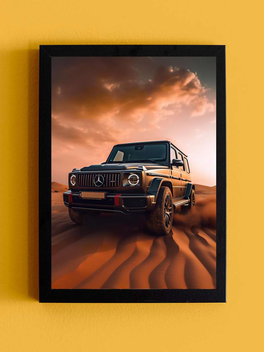 G63 Car SUV in the Desert Araba Tablo Siyah Çerçeveli Araba Poster Duvar Tablo