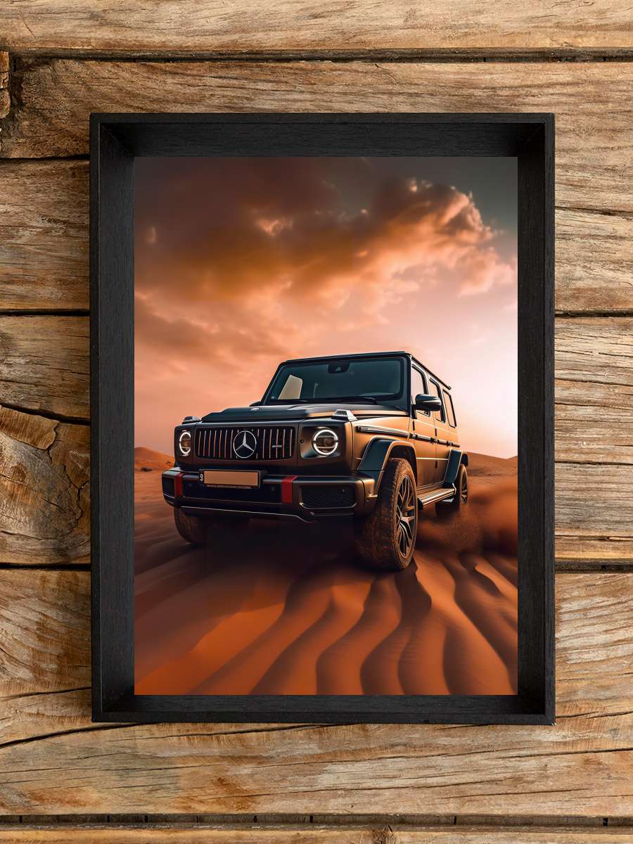 G63 Car SUV in the Desert Araba Tablo Siyah Çerçeveli Araba Poster Duvar Tablo