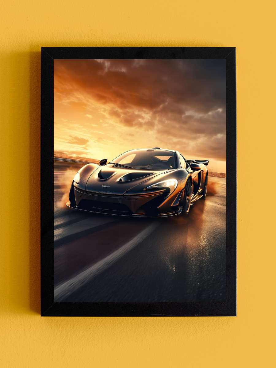 P1 McLaren Sport Car on the… the Highway Araba Tablo Siyah Çerçeveli Araba Poster Duvar Tablo