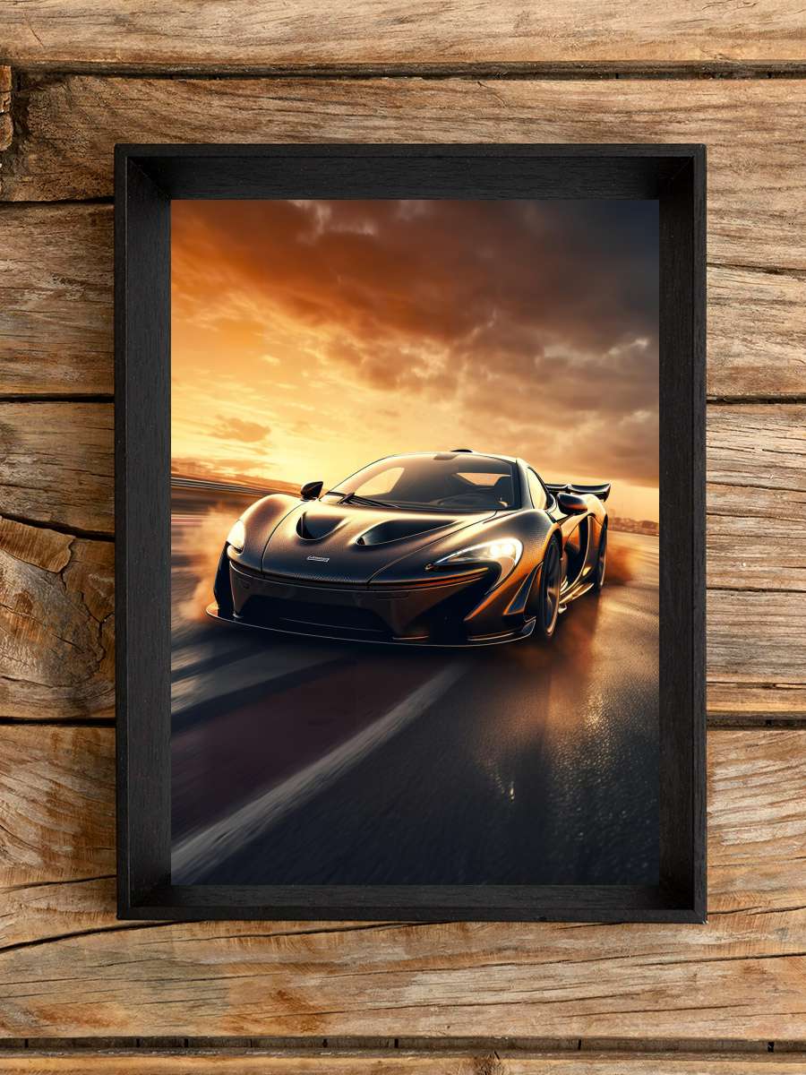 P1 McLaren Sport Car on the… the Highway Araba Tablo Siyah Çerçeveli Araba Poster Duvar Tablo