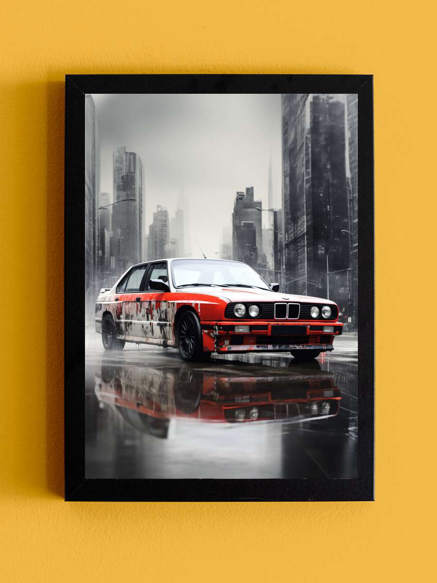 BMW M3 Graffiti Style Araba Tablo Siyah Çerçeveli Araba Poster Duvar Tablo